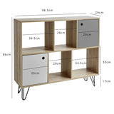 Outlet – Anderson cube storage unit - Oak effect with grey cupboards
