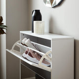 Outlet Anderson White Shoe Cabinet with 2 Drawers - Laura James