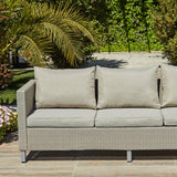 Aria 3 Seater Rattan Garden Sofa - Light Grey - Laura James