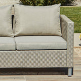 Aria 3 Seater Rattan Garden Sofa - Light Grey - Laura James