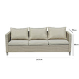 Aria 3 Seater Rattan Garden Sofa - Light Grey - Laura James