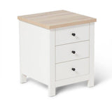 Bampton Alabaster White Bedside Table - 3 Drawer - Laura James