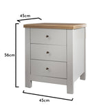 Bampton Stone Grey Bedside Table - 3 Drawer - Laura James