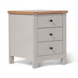 Bampton Stone Grey Bedside Table - 3 Drawer - Laura James