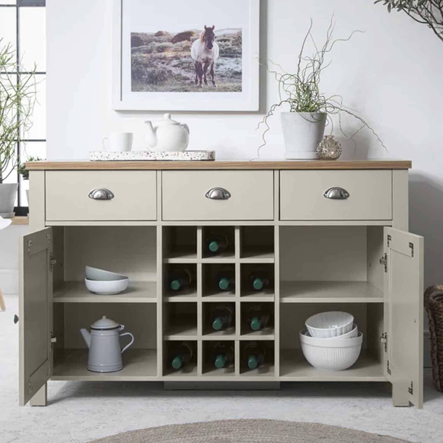 Outlet Bampton Grey Sideboard With Wine Rack – Laura James