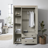Outlet - Bampton Triple Wardrobe - 3 Doors - 2 Drawers in Grey