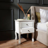Capri White Bedside Table with 2 Drawers - Laura James