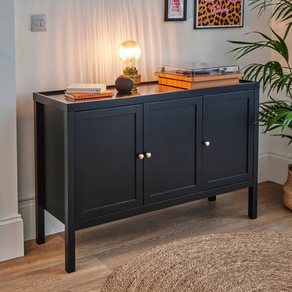 Charlie Three Door Sideboard in Noir Black - Laura James