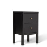 Charlie Two Drawer Bedside Table in Noir Black - Laura James