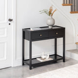 Charlie Two Drawer Console Table in Noir Black - Laura James