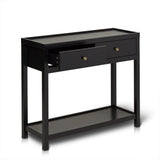 Charlie Two Drawer Console Table in Noir Black - Laura James