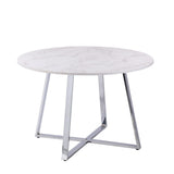 Outlet - Clara Marble effect round dining table - with chrome frame - Laura James