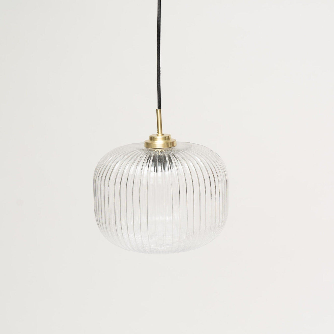 Outlet Clear Fluted Glass and Gold Pendant Light Laura James