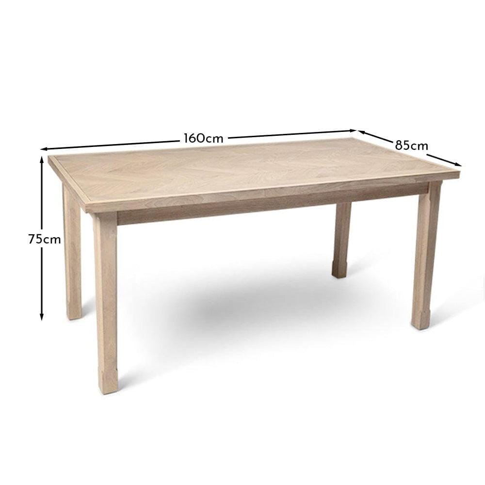 Ella Pale Oak Wood Parquet Dining Table - Laura James