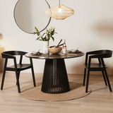 Willow Black Dining Table Set - 4 Seater - Ella Black Dining Chairs - Black Oak Legs