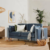 Emily Blue Velvet 3 Seater Sofa