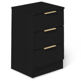 Essie Black 3 Drawer Bedside Table - Laura James