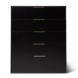 Essie Black Chest of 5 Drawers with Gold Handles by Laura James