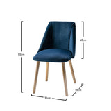 Freya dining chairs - set of 2 - blue velvet and oak