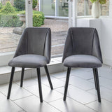 Freya dining chairs - set of 2 - grey velvet and black