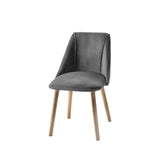 Freya dining chairs - set of 2 - grey velvet and oak