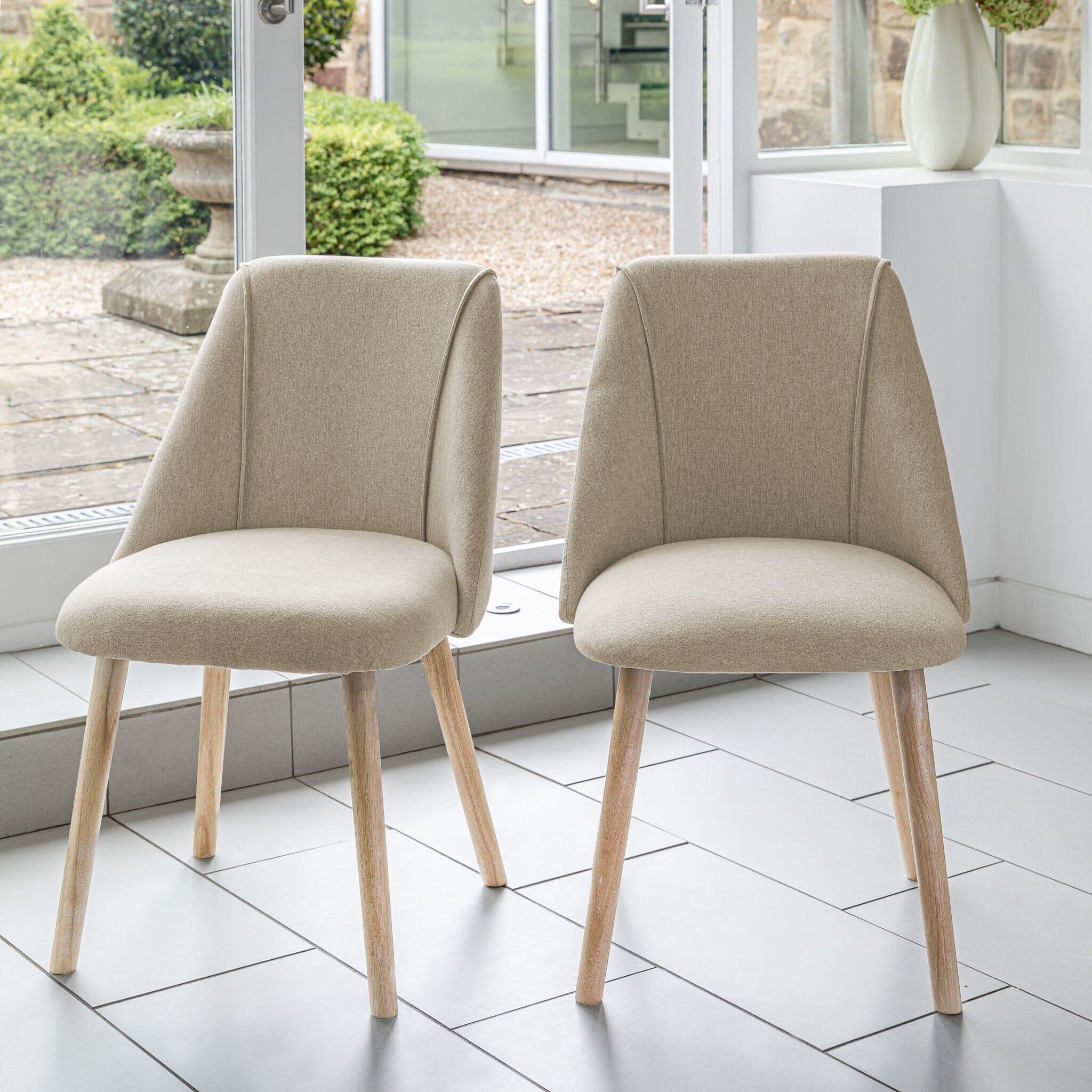 Freya Oatmeal Dining Chairs with Pale Oak Wood Legs - Laura James