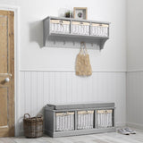 Fyfield Coat Hooks with Shelf & Storage Baskets - Grey - Laura James