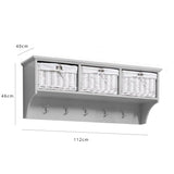 Fyfield Coat Hooks with Shelf & Storage Baskets - Grey - Laura James