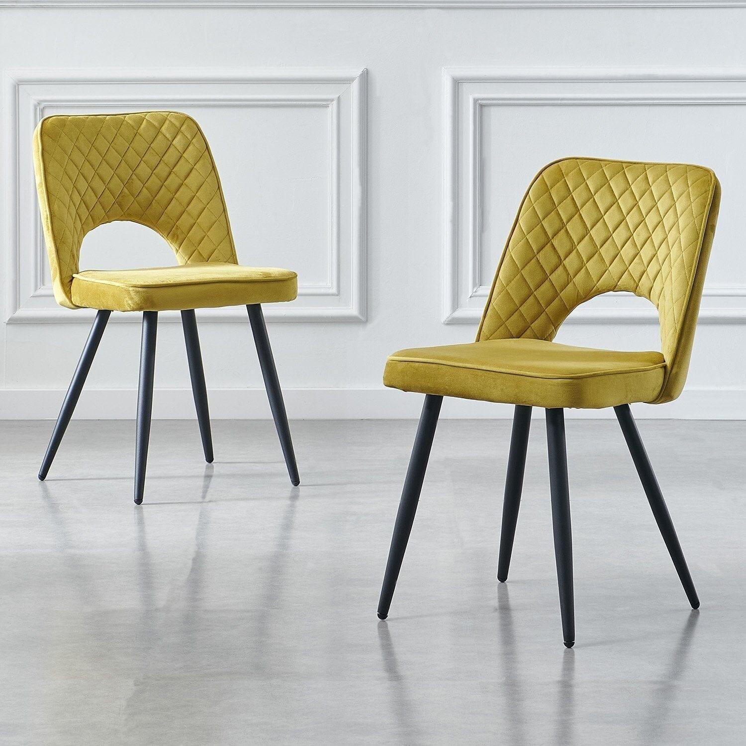 Mustard Yellow Leather Dining Chair Set Of Warren Mustard Yellow