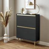 Iliana shoe cabinet - 2 door - charcoal grey - Laura James