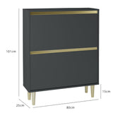 Iliana shoe cabinet - 2 door - charcoal grey - Laura James