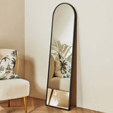 Outlet- Ingham 140x40cm Metal Arch Mirror - Black - Laura James