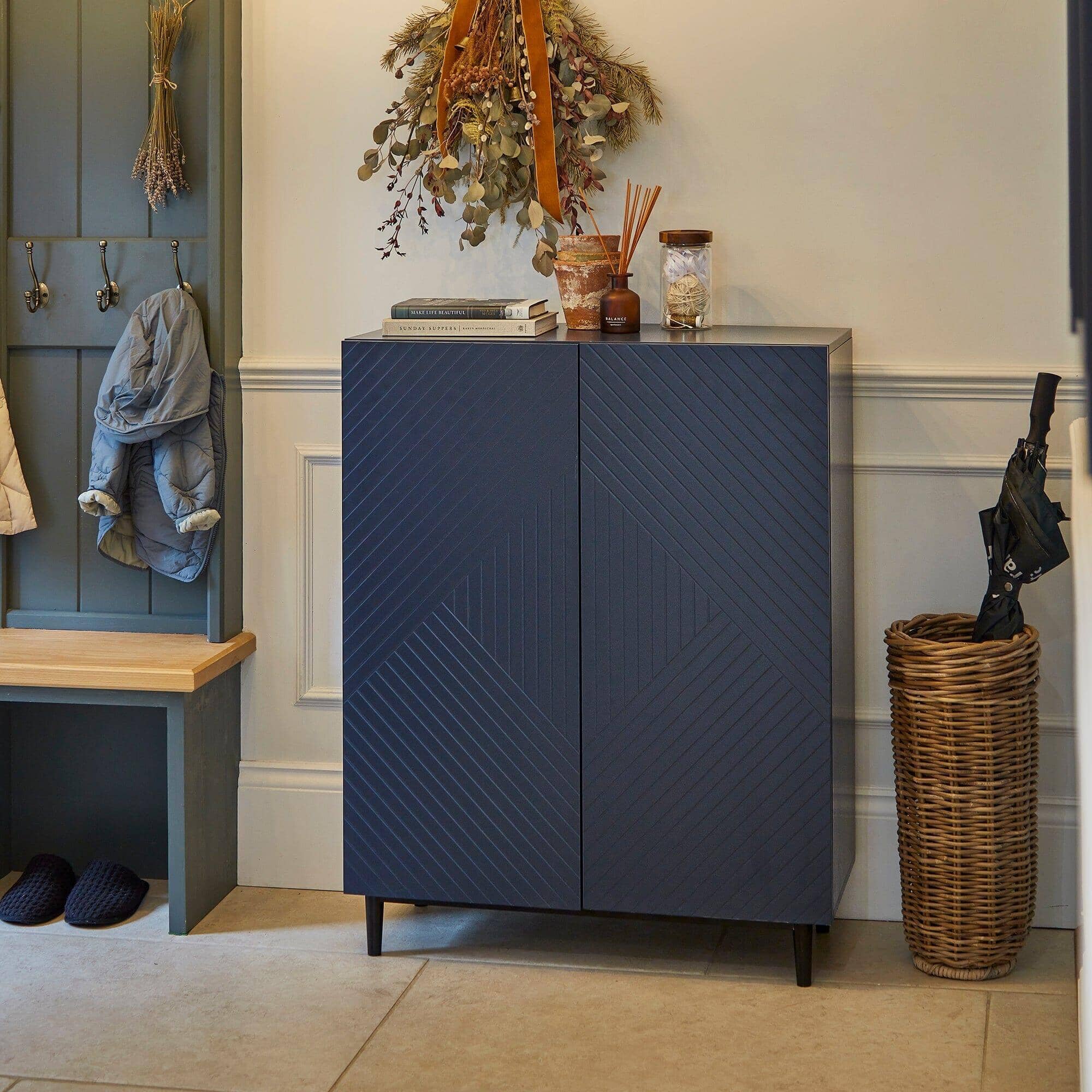 Outlet - Jack Small Shoe Cabinet - Geometric - Blue – Laura James