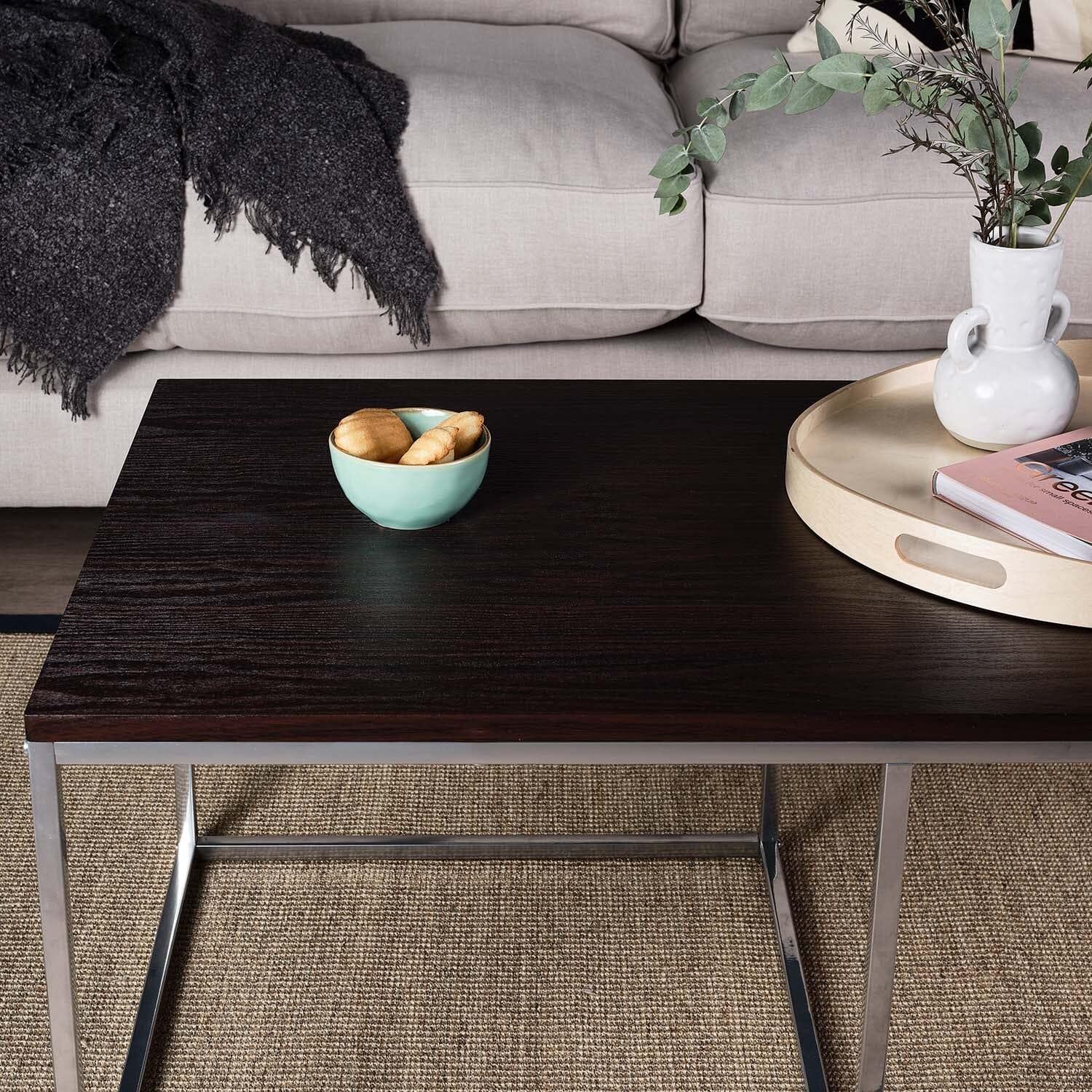 Jay coffee table - walnut effect and chrome - Laura James