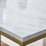 Outlet - Jay Side Table - Marble Effect And Gold