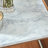 Outlet - Jay Side Table - Marble Effect And Gold