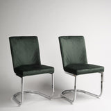 Outlet - Lola dining chairs - set of 2 - green and chrome - Laura James