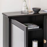 Lua Narrow 2 Door Sideboard in Noir Black - Laura James