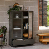 Lua Tall Cabinet in Fir Green with Fluted Glass - Laura James