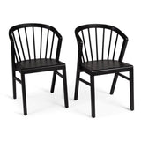 Wooden Spindle Dining Chairs Set of 2 - Black - Laura James