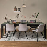 Magnus Black Extendable Dining Table - Bella Grey Velvet Chairs