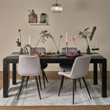 Magnus Black Extendable Dining Table - Bella Grey Velvet Chairs