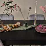 Magnus Black Extendable Dining Table - Bella Grey Velvet Chairs