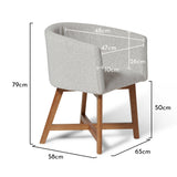 Magnus dining chair - dove grey with oak legs - Laura James