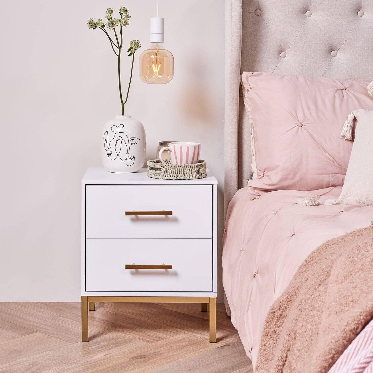 Marie 2 drawer bedside table - white - Laura James