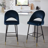 Marilyn bar stool - set of 2 - blue velvet - Laura James