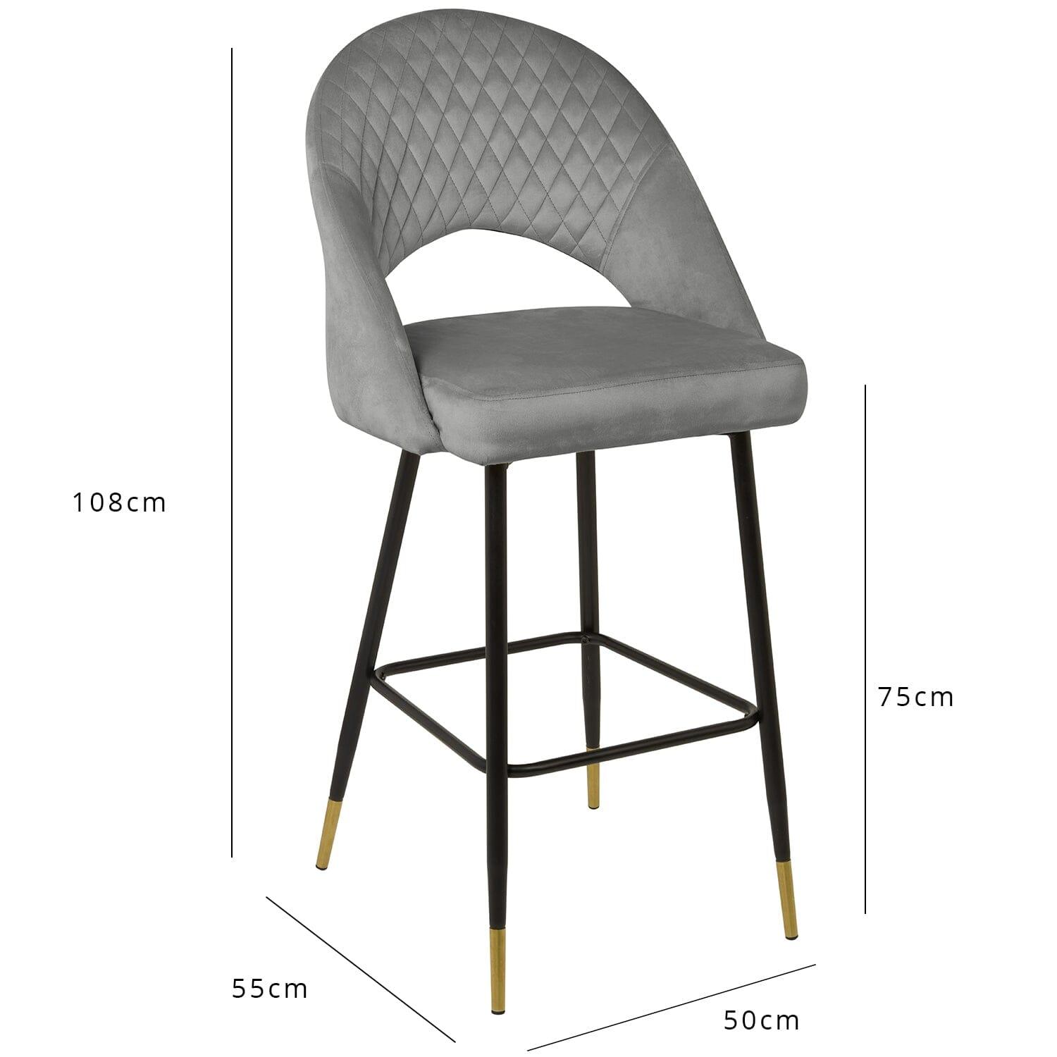 Outlet - Marilyn bar stool - set of 2 - grey velvet - Laura James