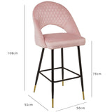 Marilyn bar stool - set of 2 - pink velvet - Laura James