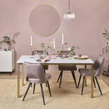 Milo dining table - 6 seater - marble effect and gold - Laura James