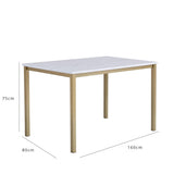 Milo dining table - 6 seater - marble effect and gold - Laura James